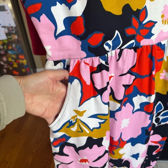 Whit Two Petal Print Cross Back Cotton Summer Dress Size 4 - Picture 5 of 9